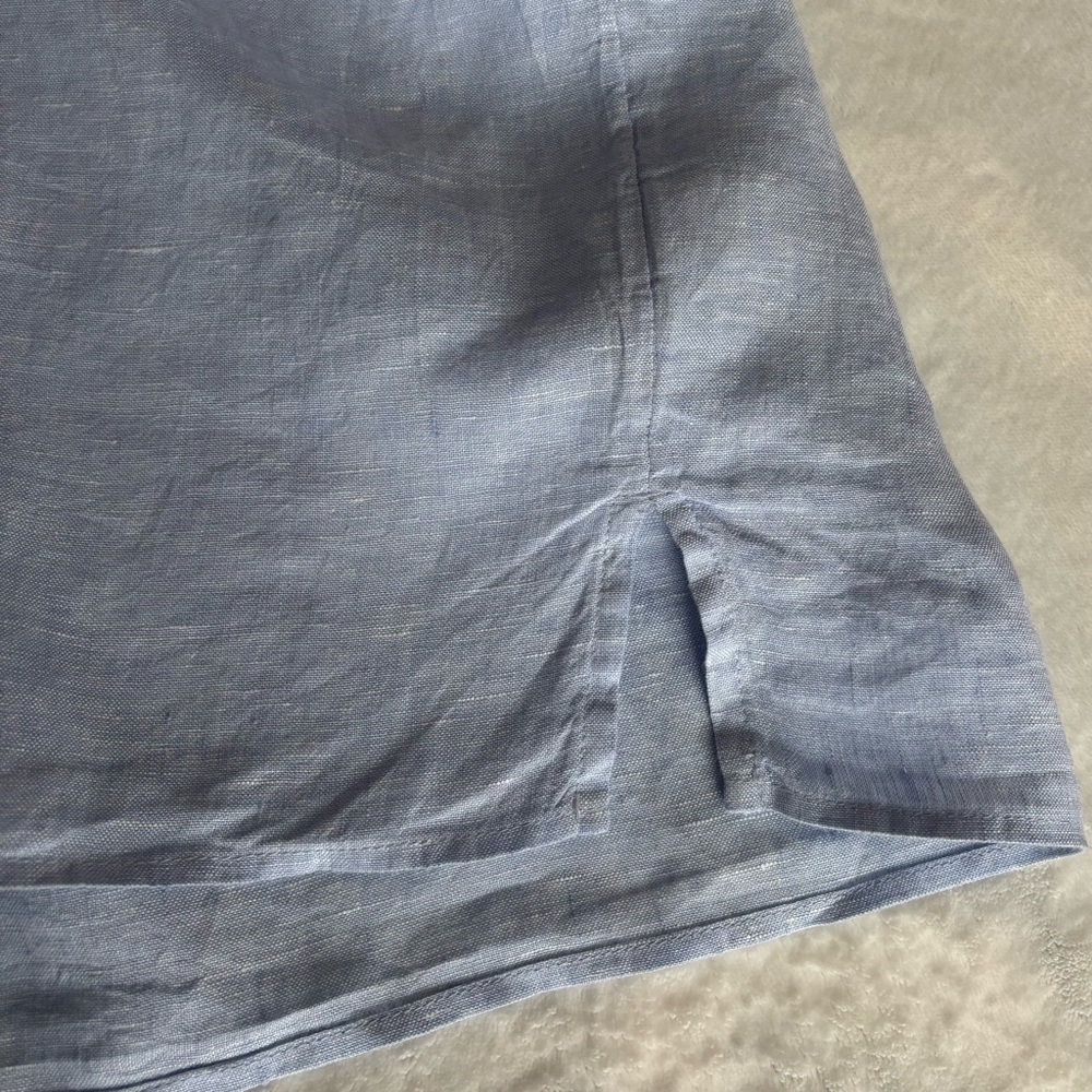 Rachel Zoe Blouse Light Blue Top Botton-Down Short Sleeve 100% Linen Size XS - Picture 8 of 8